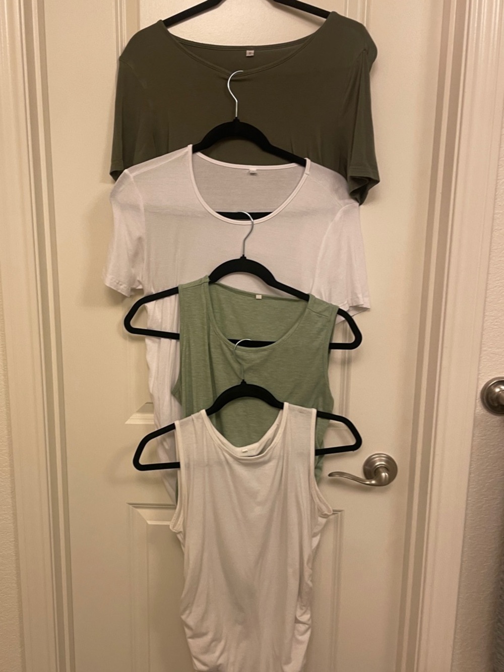 Maternity Everyday Scoop Neck Tank & Tee Set — Olive Green and White